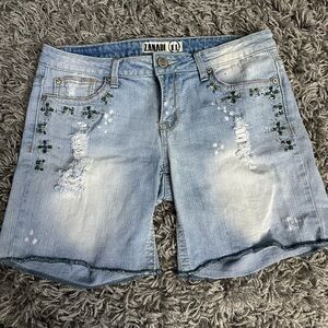 Zanadi Rhinestone Studded Jean Shorts